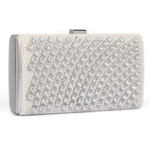 Product details of silver floral crystal bag