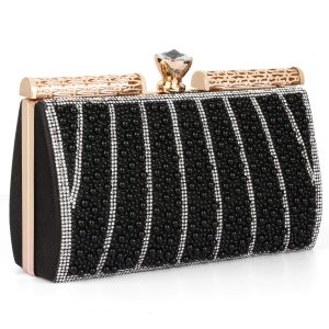 Elegant silver floral crystal handbag for special events