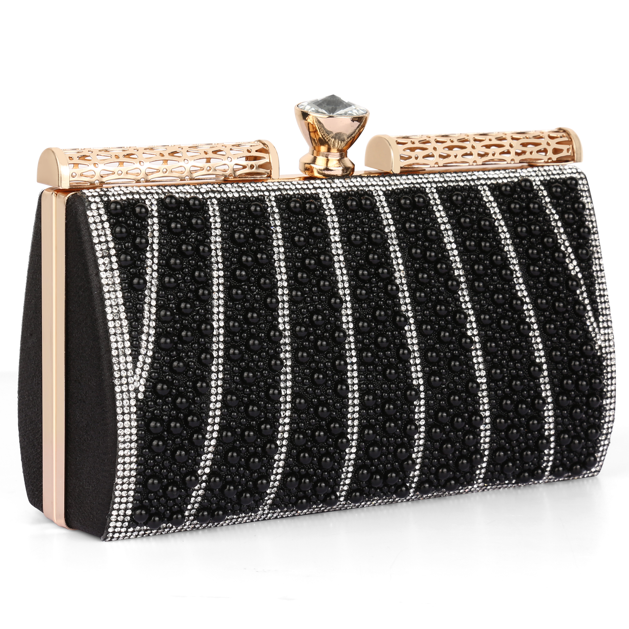Elegant silver floral crystal handbag for special events