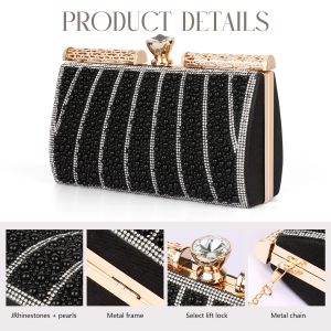 Detailed product features of silver floral crystal bag