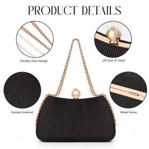 Detailed features of gold floral crystal clutch bag