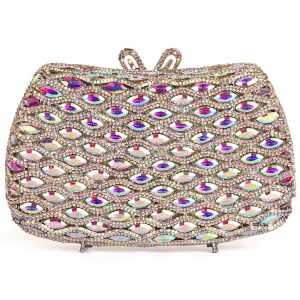 Tarleyso Beauty gold floral crystal clutch bag