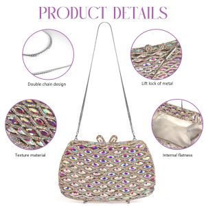 Luxury gold floral crystal bag for formal