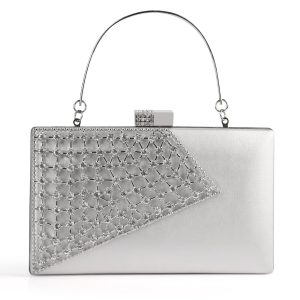 Elegant silver rhinestone clutch bag for evening events