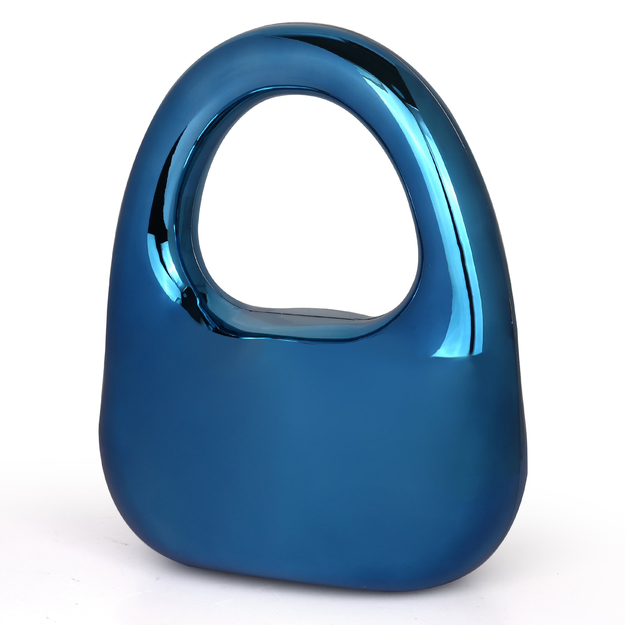 Modern glossy blue circular luxury handbag for women