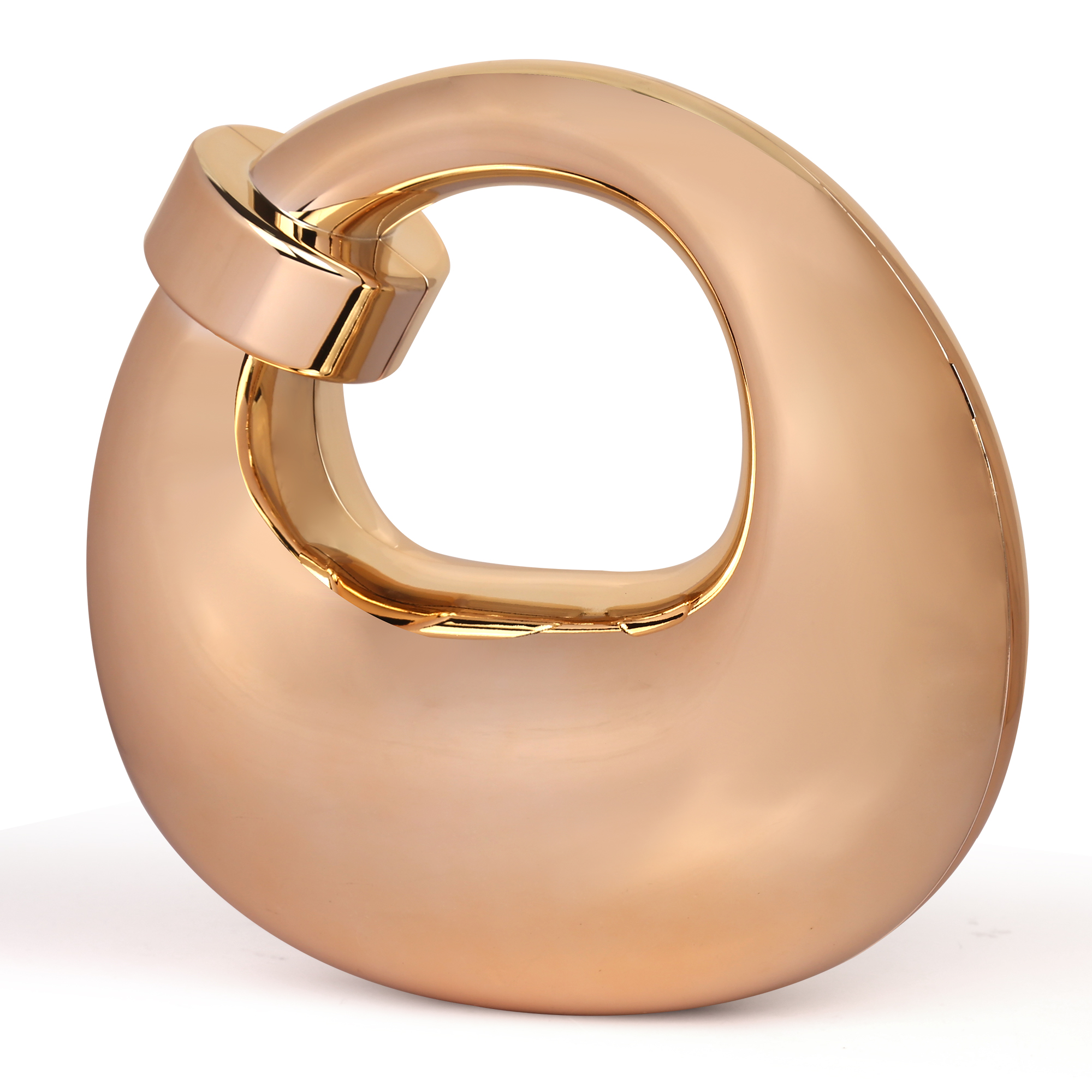 Modern gold circular luxury handbag for stylish women.